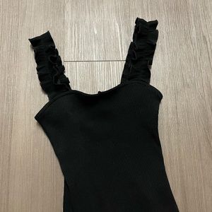 Francesca’s Jolie Black Ruffle Bodysuit XXS